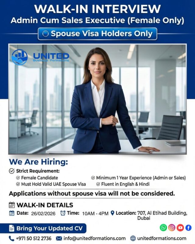 United Business Formations Walk in Interview Poster