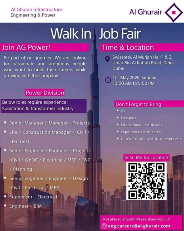 AG Engineering and Power Walk in Interview Poster