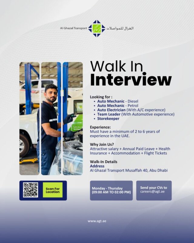 Al Ghazal Transport Walk in Interview Poster
