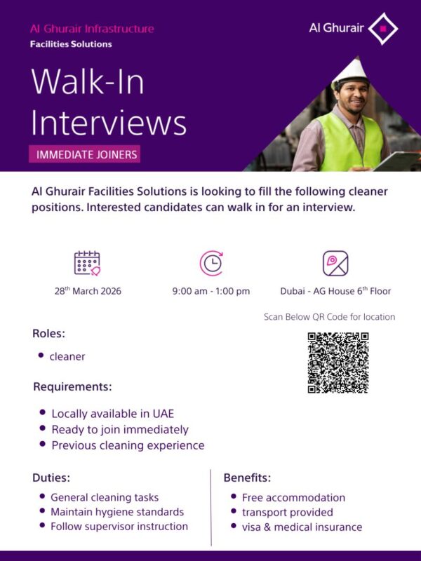Al Ghurair Infrastructure Walk in Interview Poster