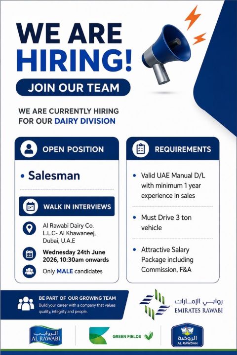 Al Rawabi Dairy Walk in Interview Poster