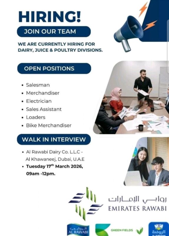 Al Rawabi Dairy Walk in Interview Poster