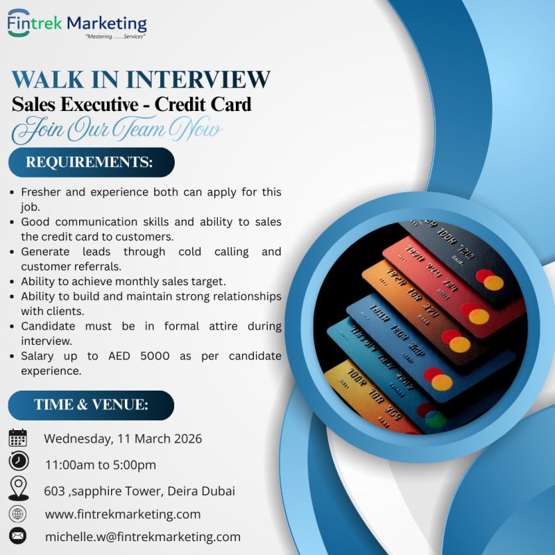 Fintrek Marketing Walk in Interview Poster