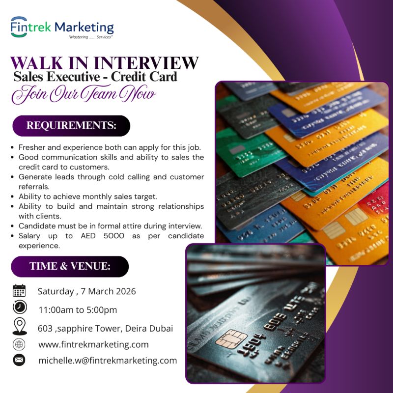 Fintrek Marketing Walk in Interview Poster