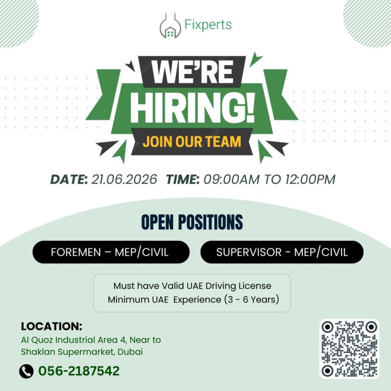 Fixperts Contracting Walk in Interview Poster