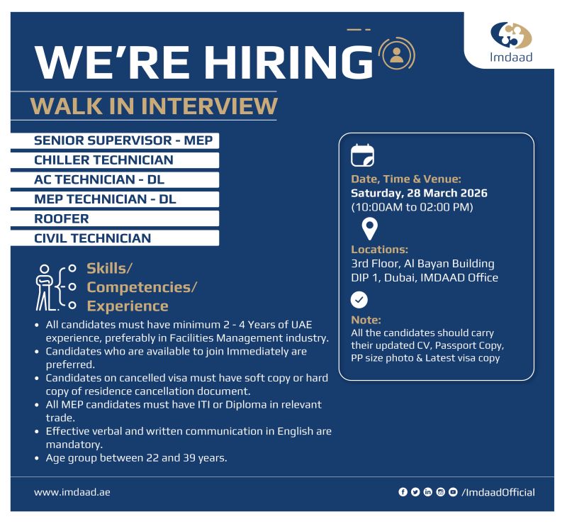 Imdaad Walk in Interview Poster