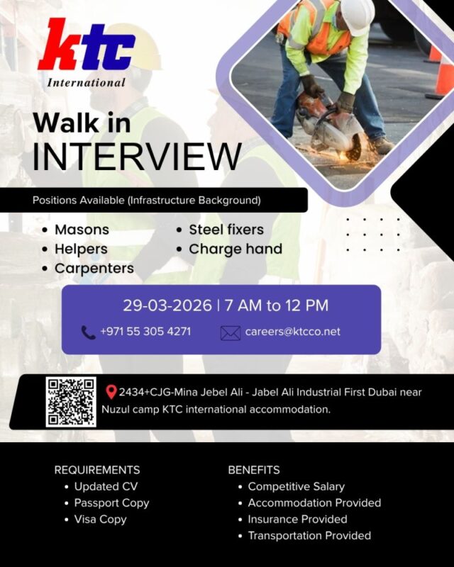 KTC International Walk in Interview Poster