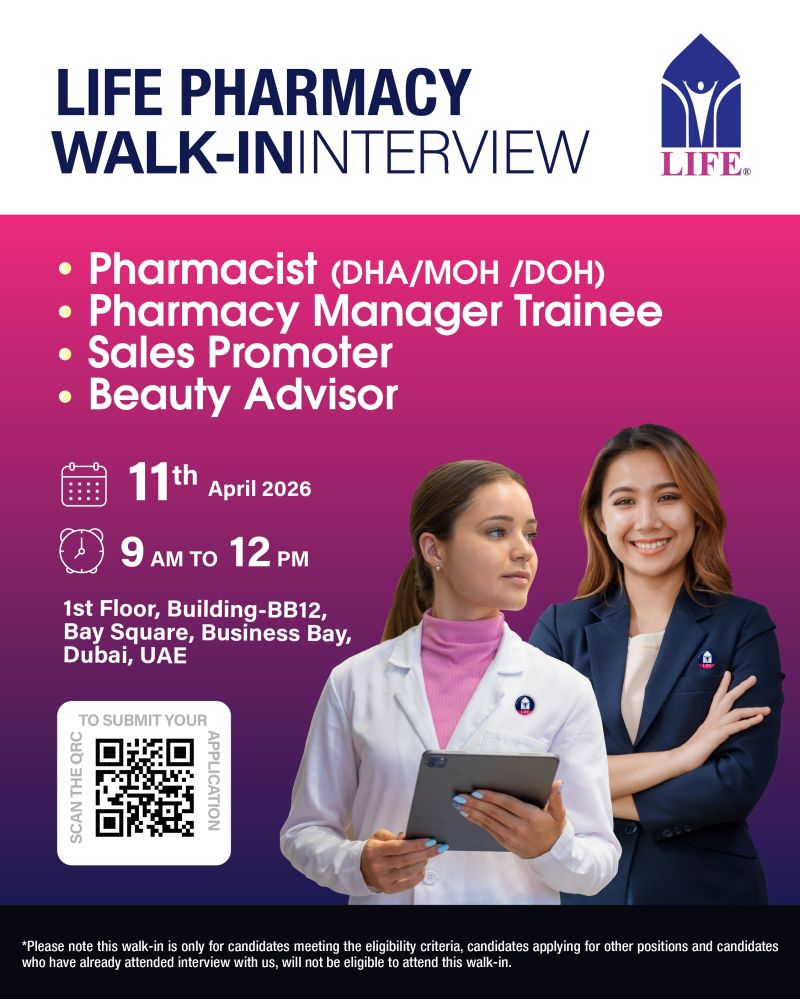 Life Pharmacy Walk in Interview Poster