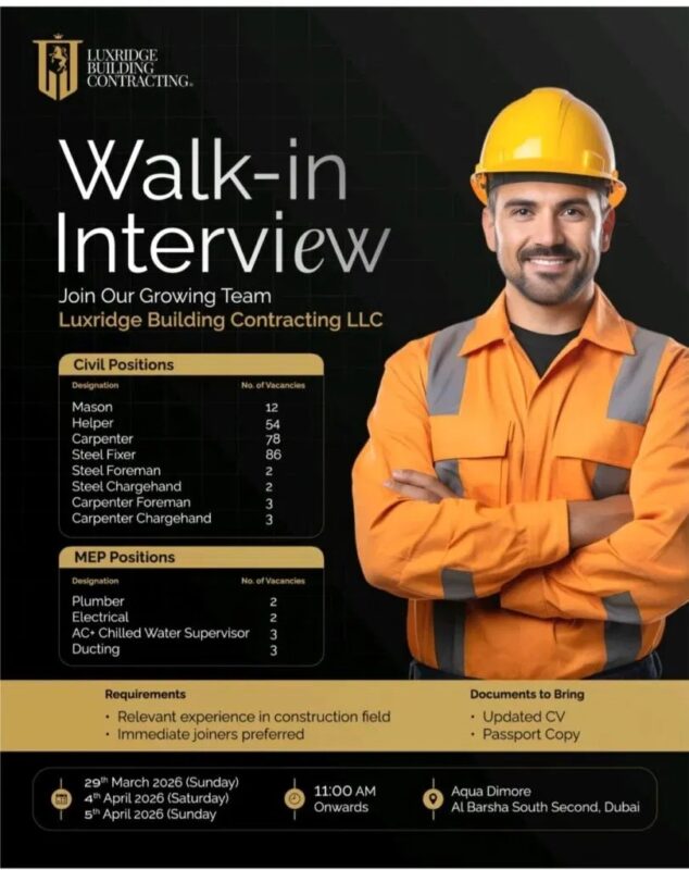 Luxridge Building Contracting Walk in Interview Poster