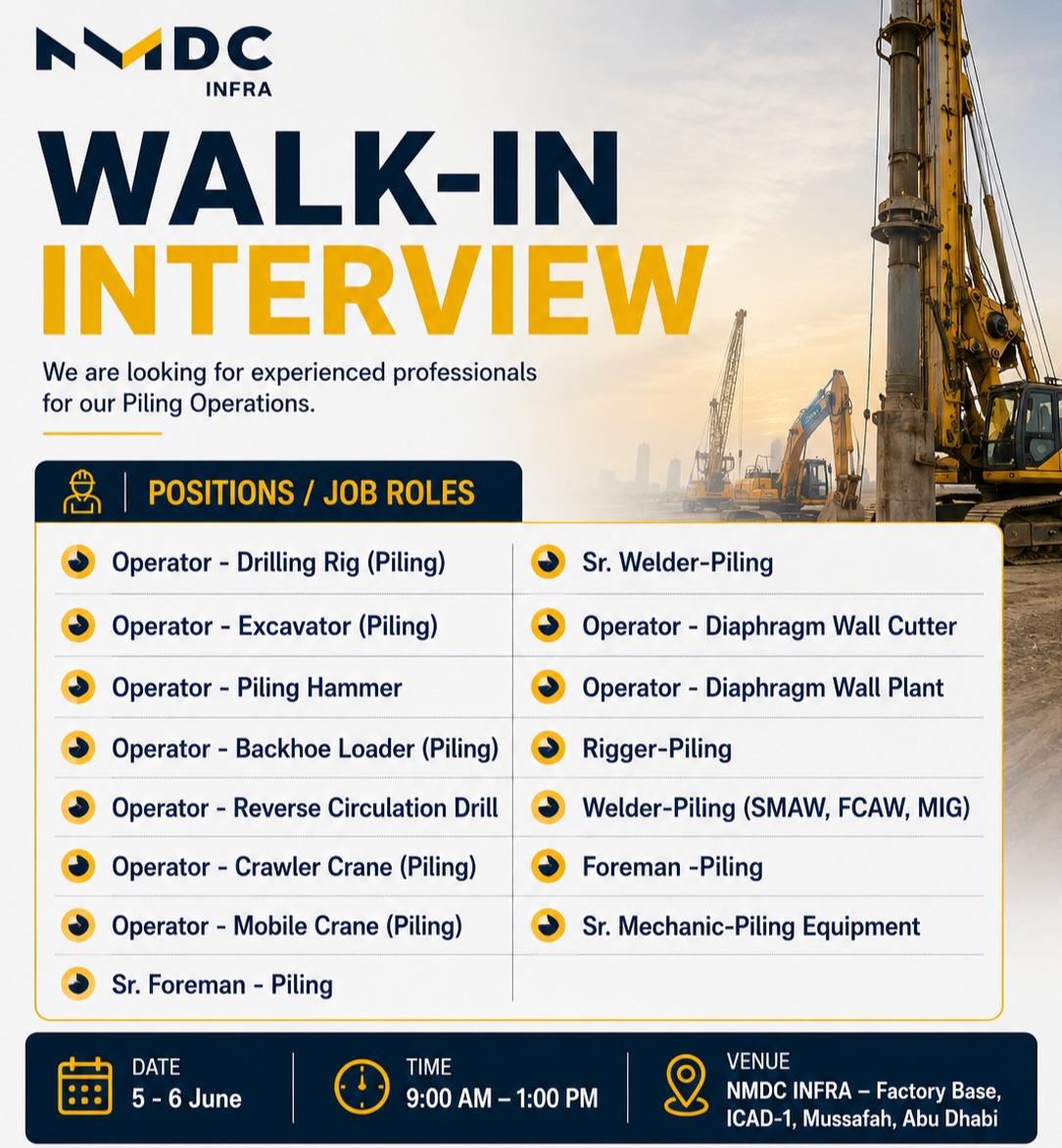 NMDC Infra Walk in Interview Poster