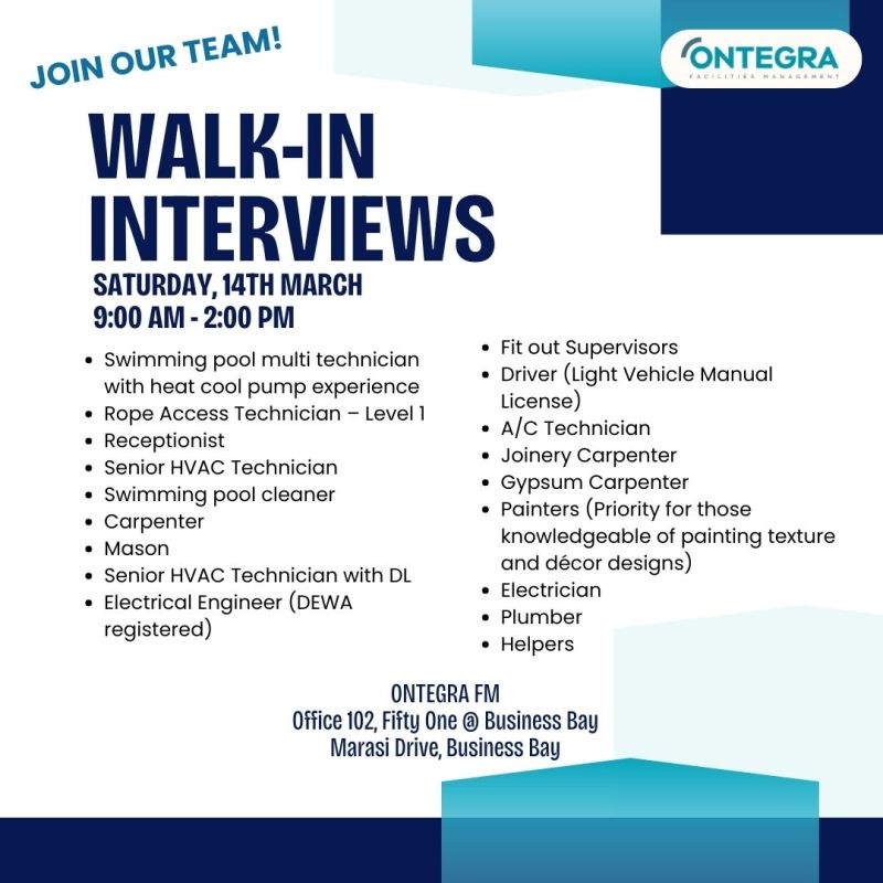 Ontegra Walk in Interview Poster