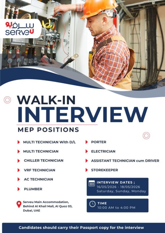 ServeU Walk in Interview Poster