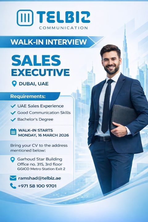 Telbiz Communication Walk in Interview Poster