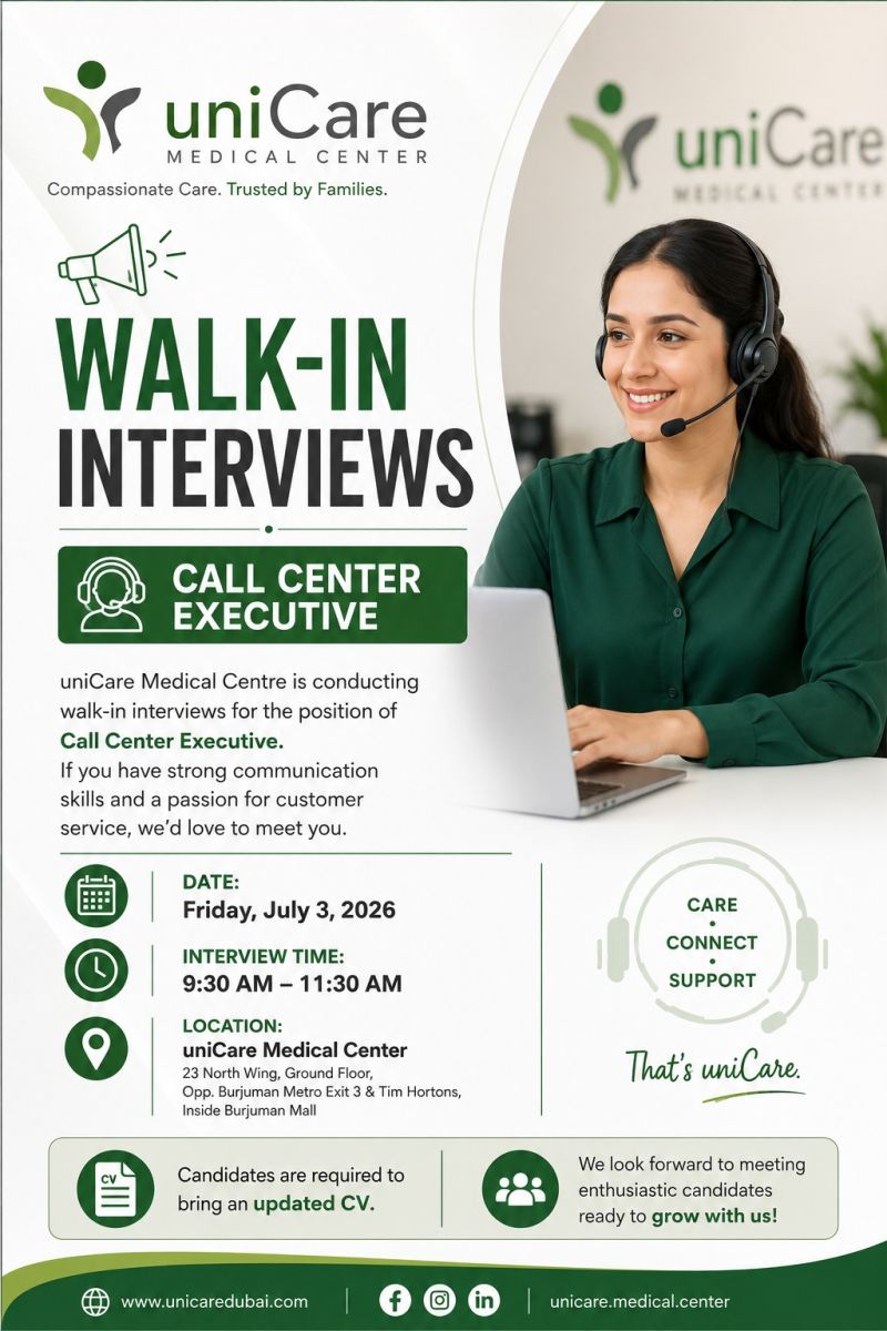 Unicare Medical Walk in Interview Poster