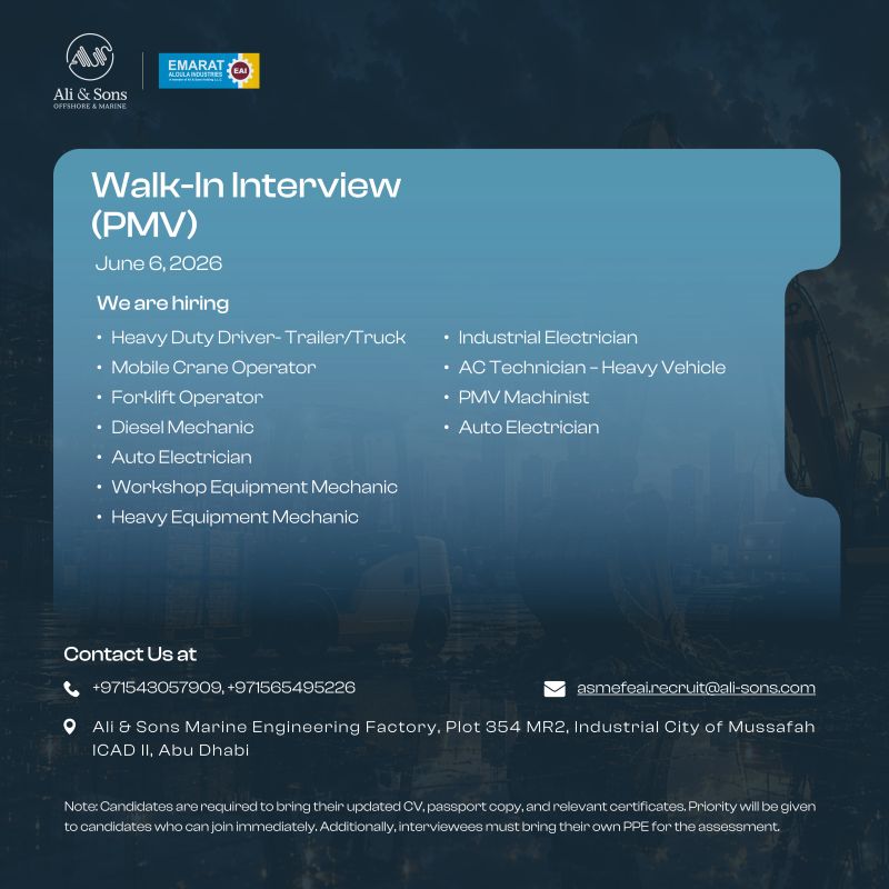 Ali & Sons Walk in Interview Poster