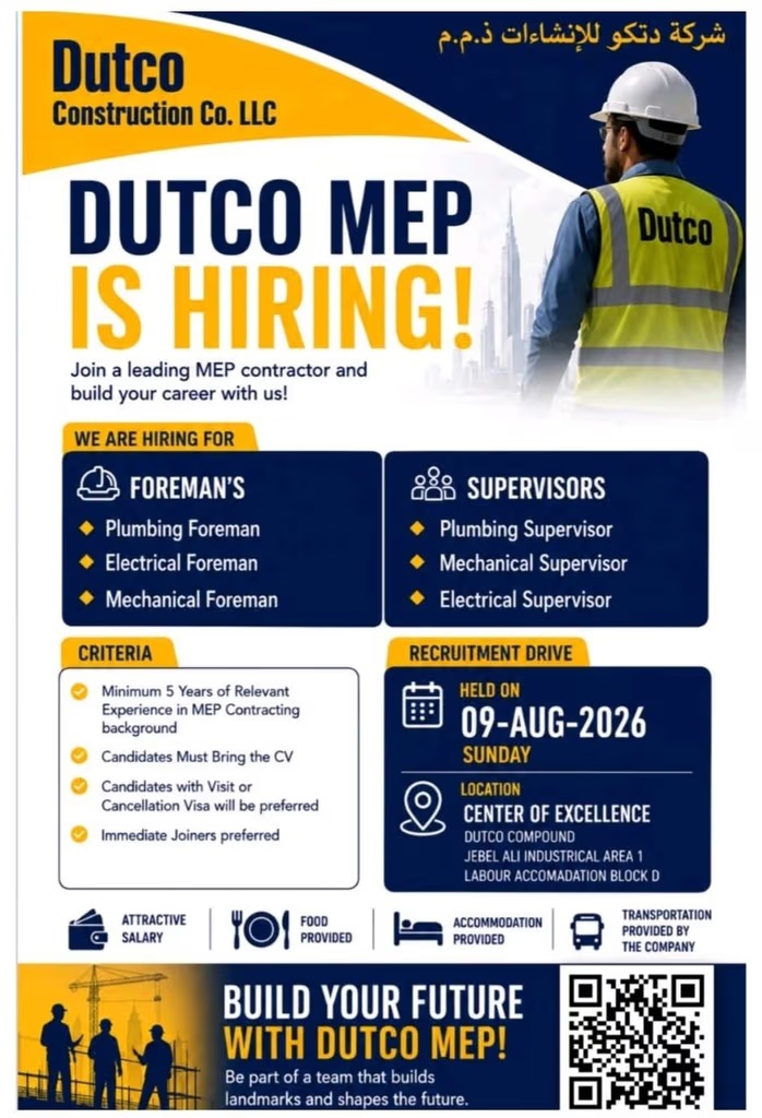 Dutco Construction Group Walk in Interview Poster