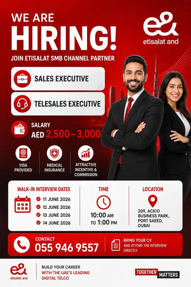 Etisalat Walk in Interview Poster