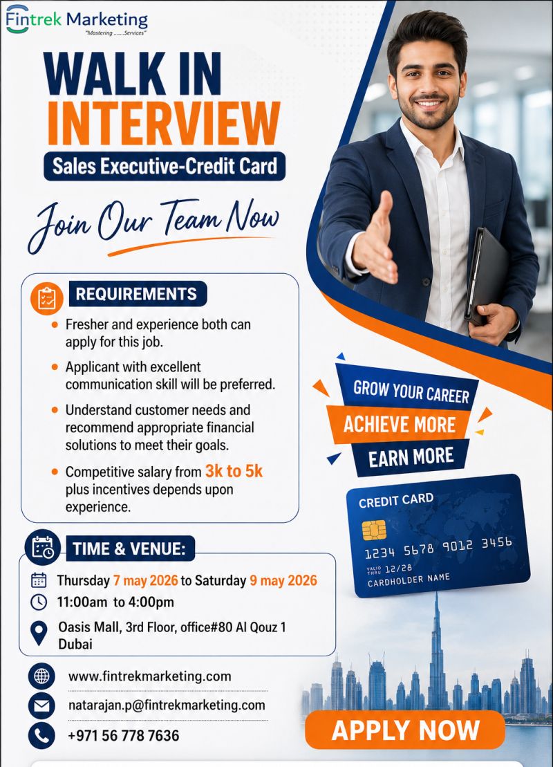 Fintrek Marketing Walk in Interview Poster