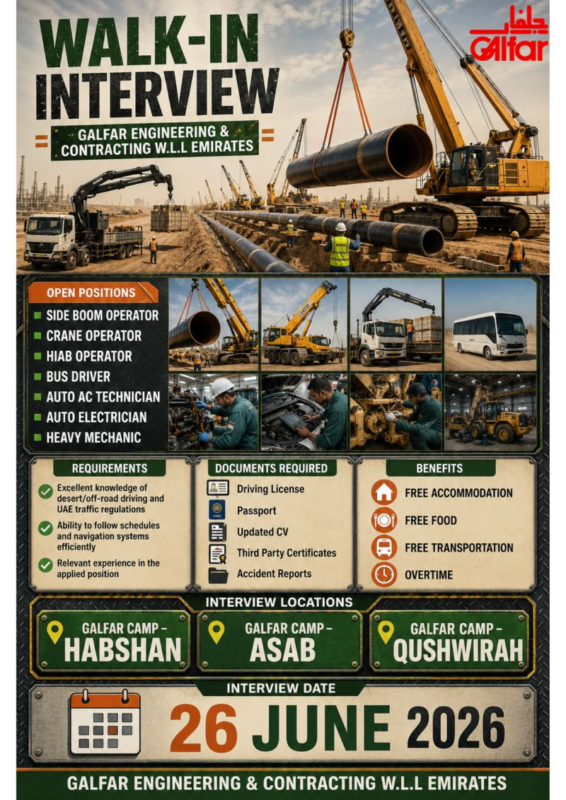 Galfar Engineering Walk in Interview Poster