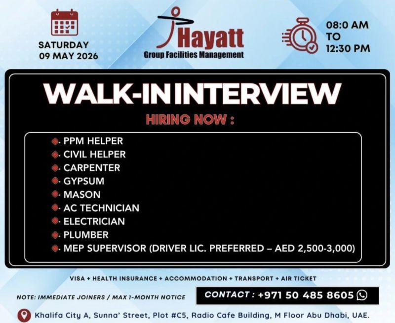 Hayatt Group Walk in Interview Poster