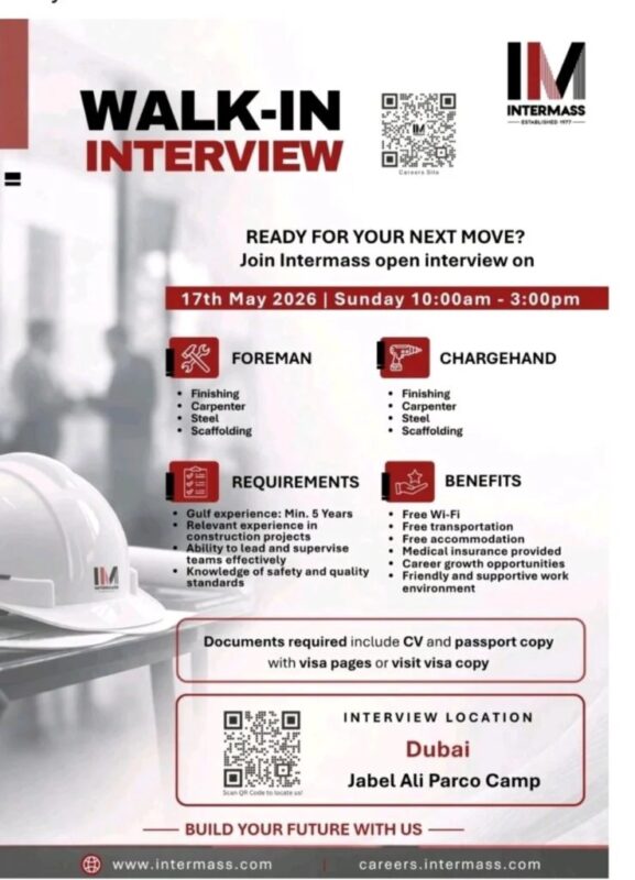Intermass Engineering Walk in Interview in Dubai 21 Intermass Engineering Walk in Interview Poster