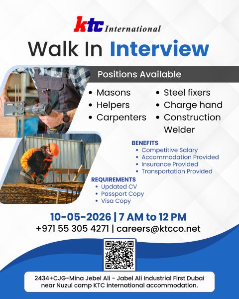 KTC International Walk in Interview Poster