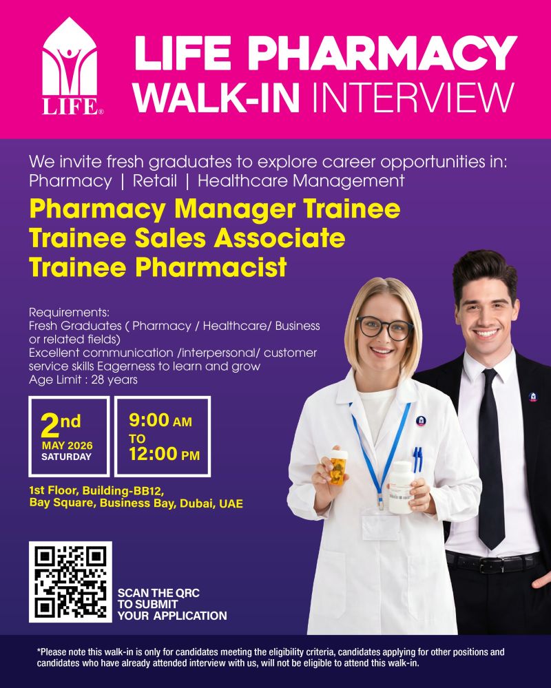 Life Pharmacy Walk in Interview Poster