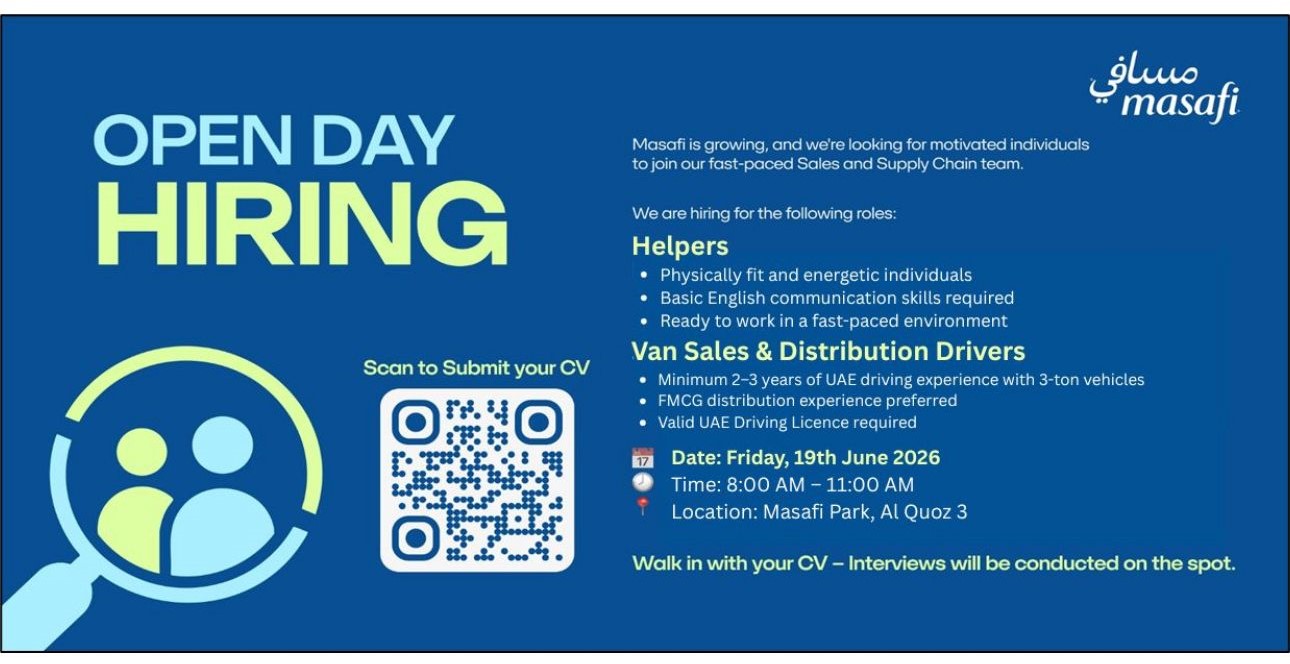 Masafi Open Day Hiring in Dubai