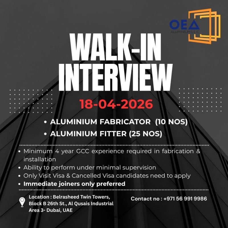 OEA Aluminium Walk in Interview Poster