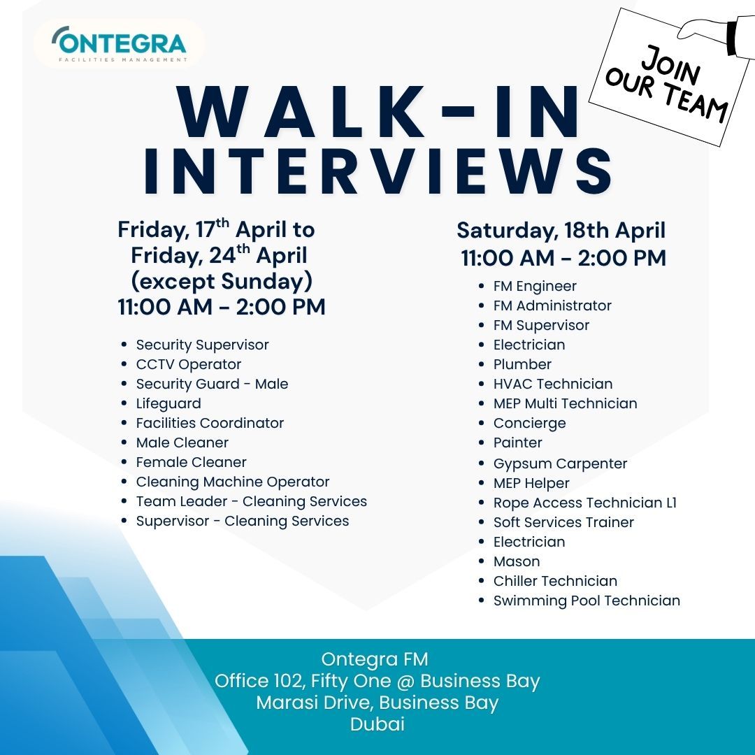 Ontegra Walk in Interview Poster