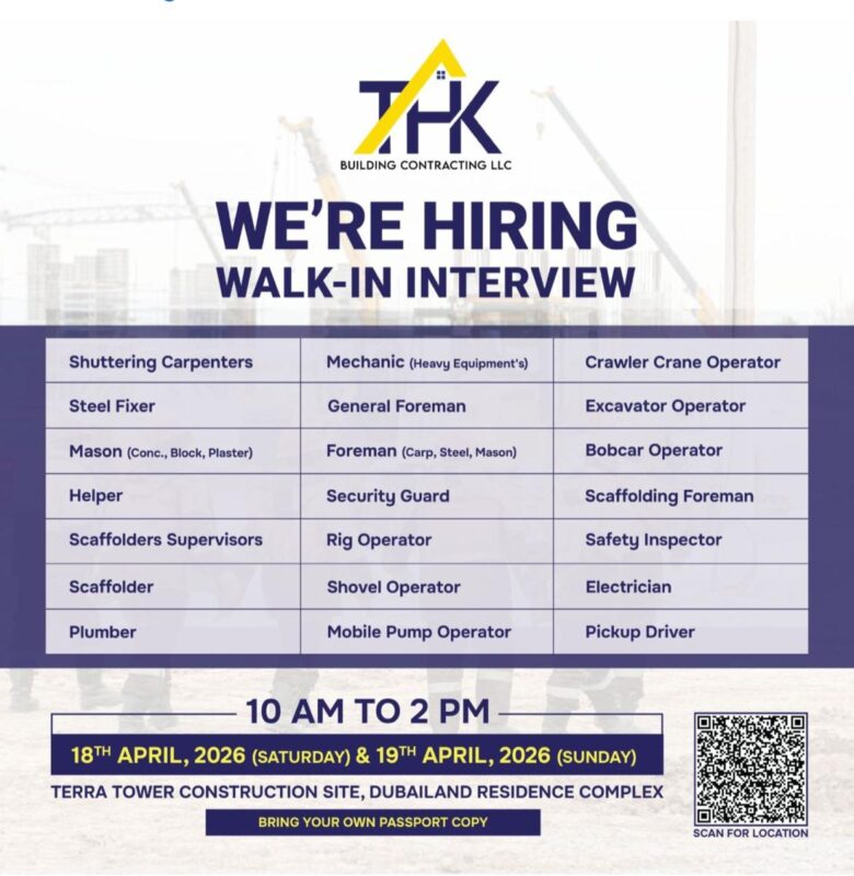 THK Building Contracting Walk in Interview Poster