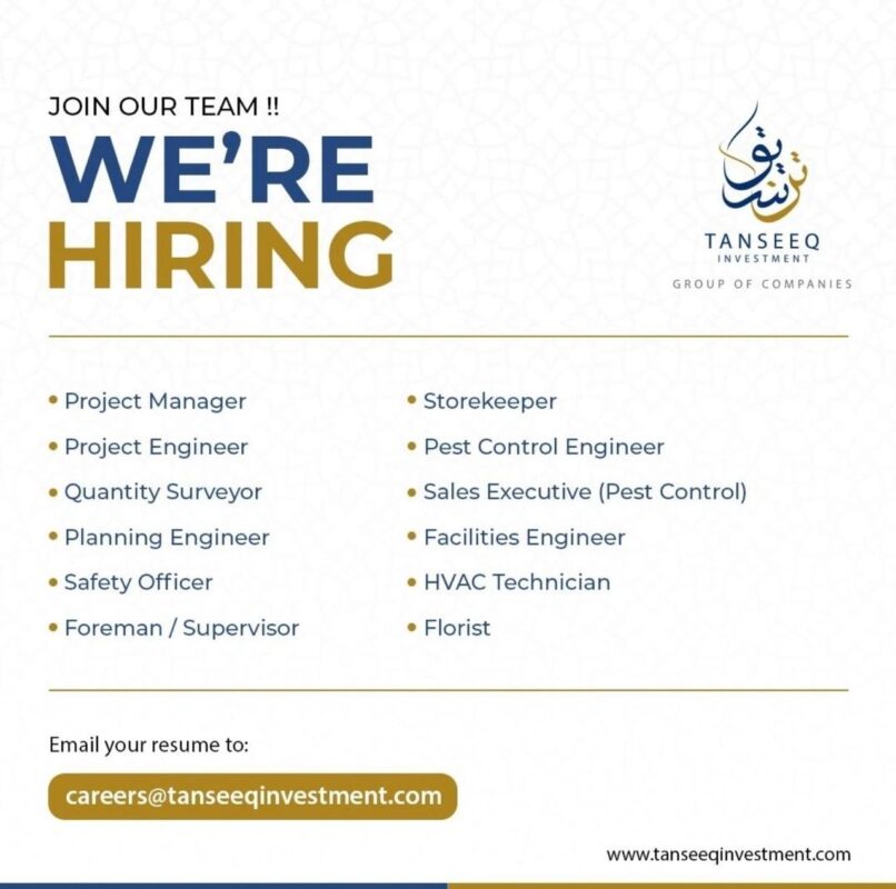 Tanseeq Investment Recruitment Poster