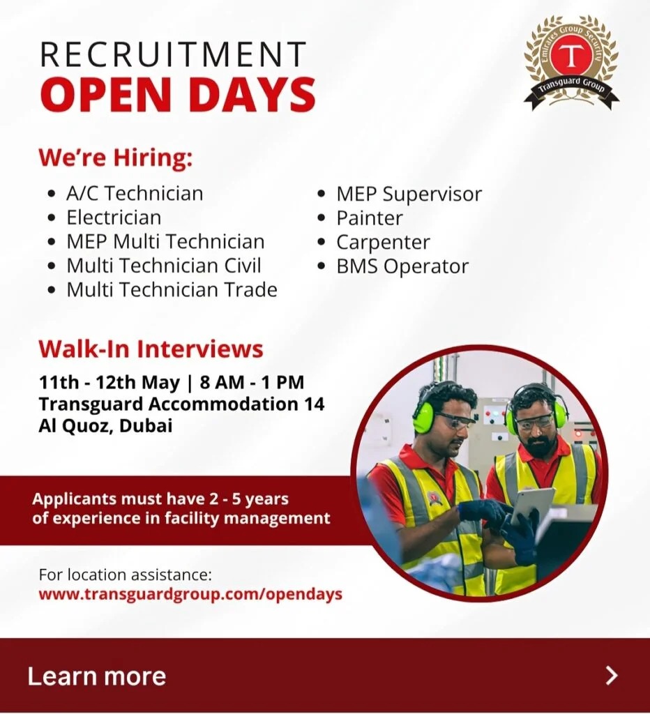 Transguard Group Open Day Recruitment Poster