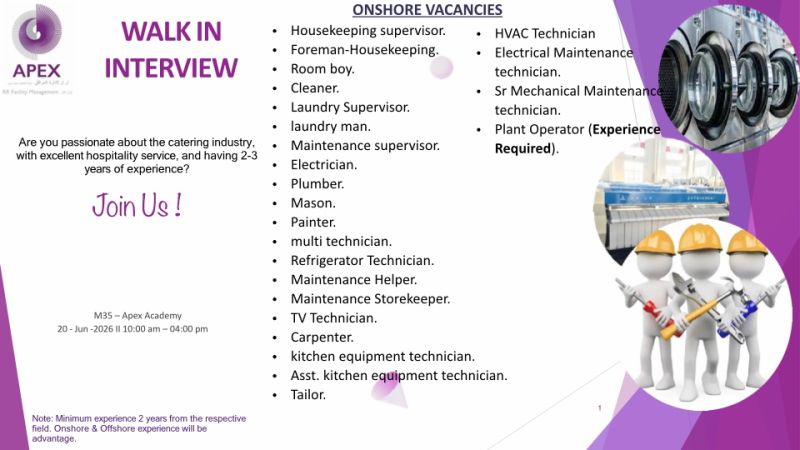 APEX Facility Walk in Interview Poster