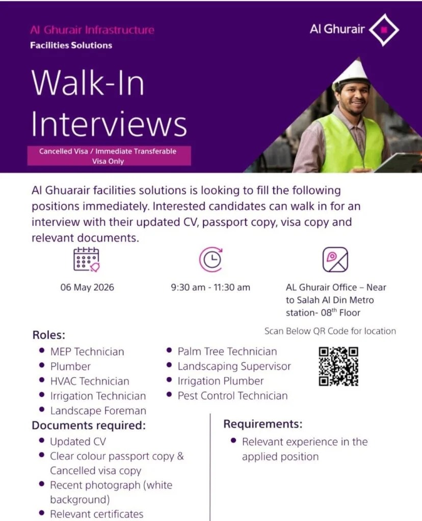Al Ghurair Facilities Solutions Walk in Interview Poster