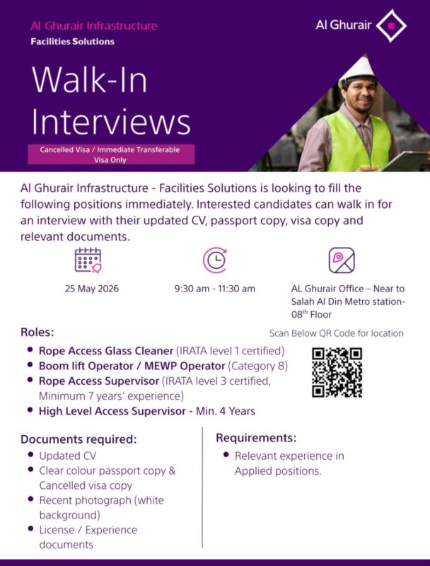 Al Ghurair Infrastructure Walk in Interview Poster
