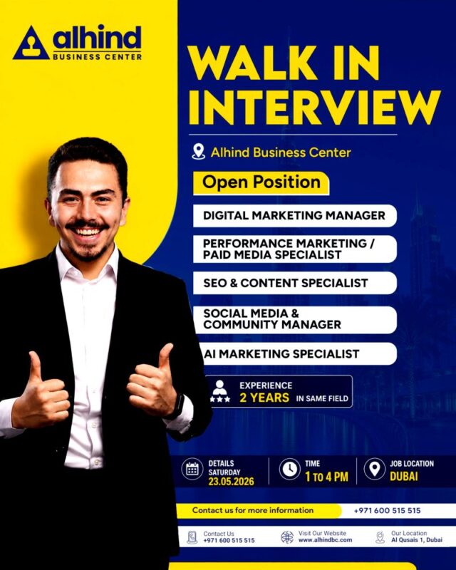 Alhind Business Center Walk in Interview in Dubai 16 Alhind Business Center Walk in Interview Poster