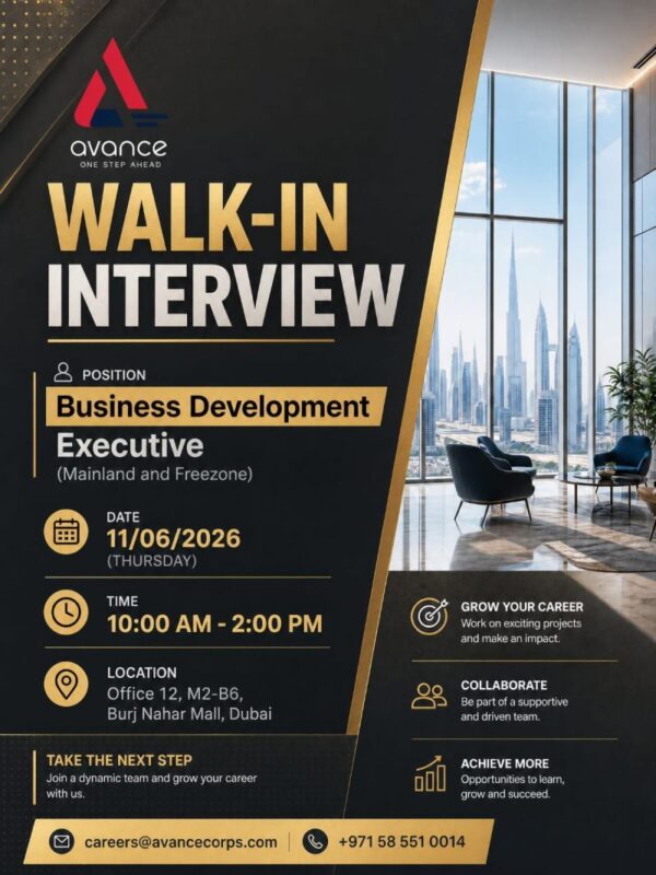 Avance Corporate Walk in Interview Poster