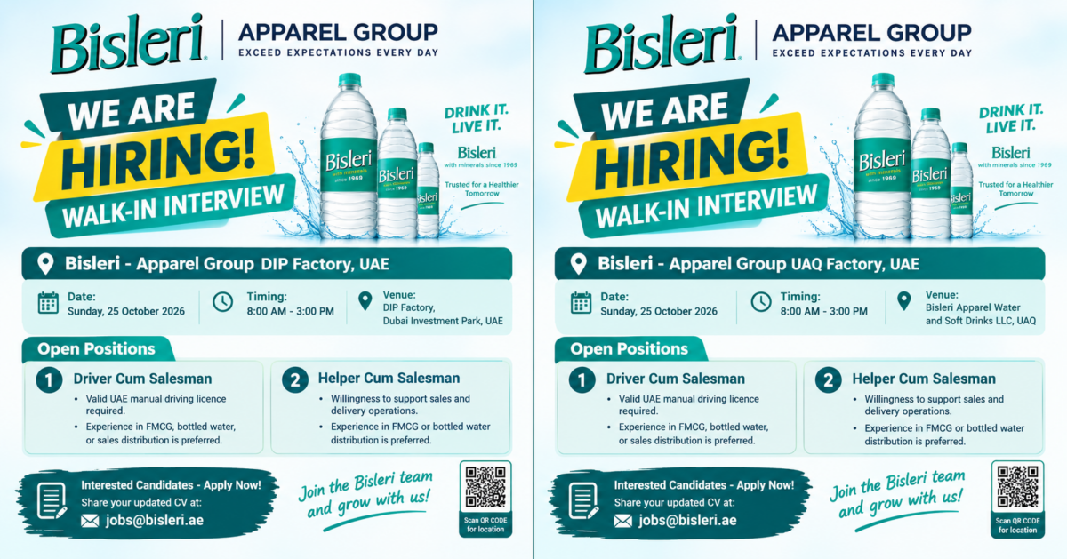 Bisleri International Walk in Interview Poster