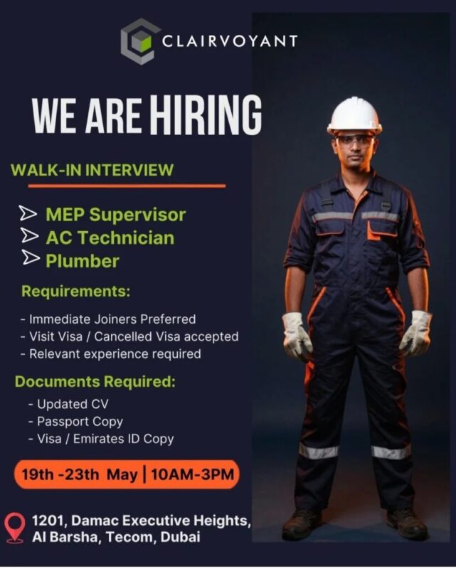 Clairvoyant Walk in Interview in Dubai 15 Clairvoyant Walk in Interview Poster