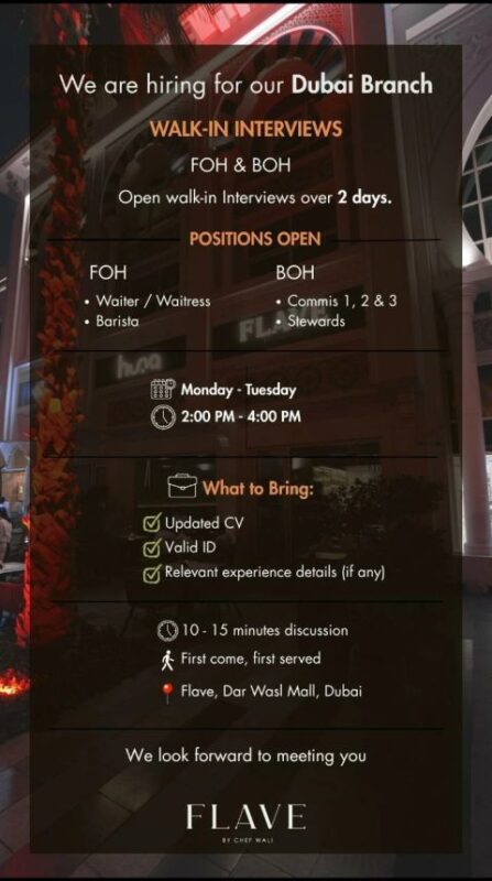 FLAVE by Chef Wali Walk in Interview Poster