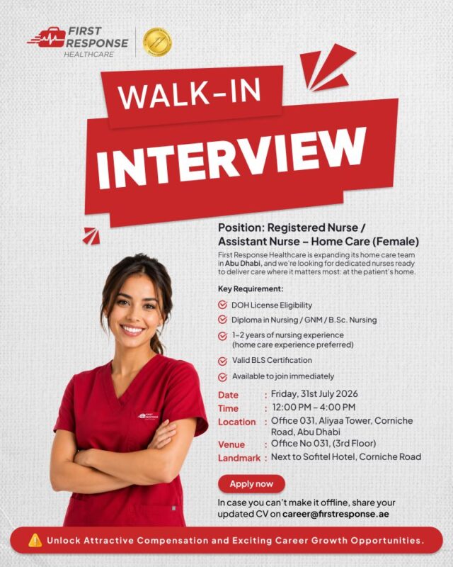 First Response Healthcare Walk in Interview Poster