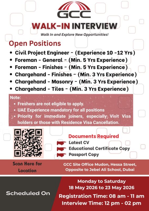 GCC Contracting Walk in Interview Poster