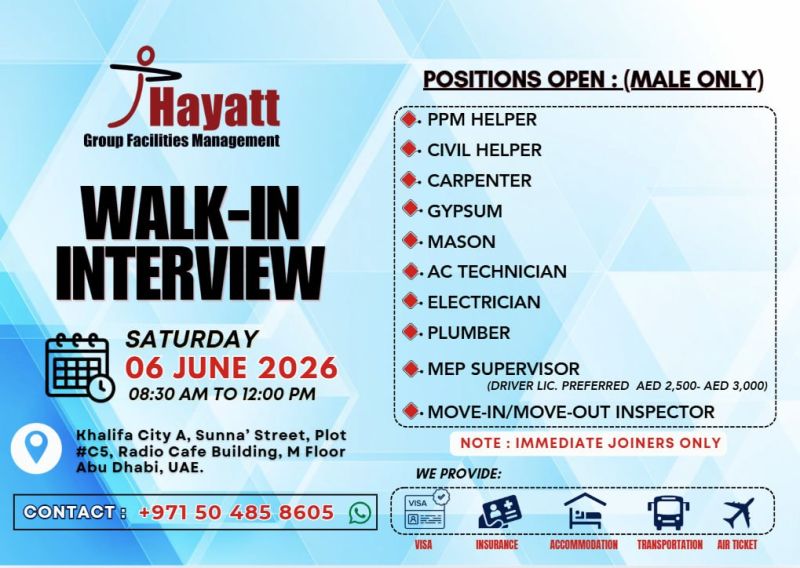 Hayatt Group Walk in Interview Poster