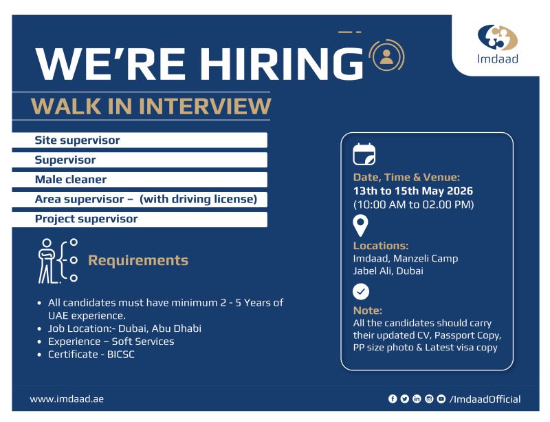 Imdaad Walk in Interview Poster