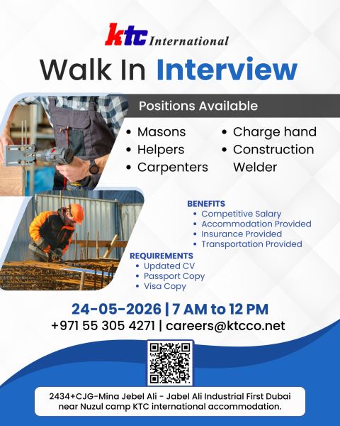 KTC International Walk in Interview Poster