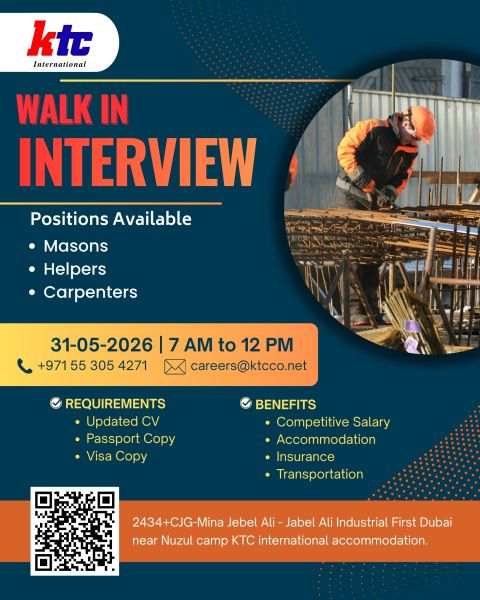 KTC International Walk in Interview Poster