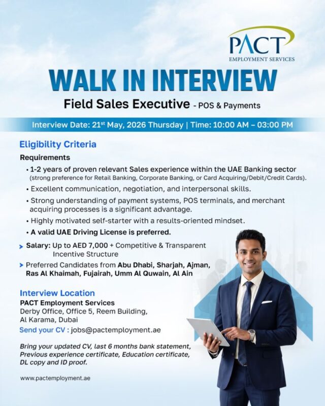 PACT Walk in Interview in Dubai 13 PACT Walk in Interview Poster