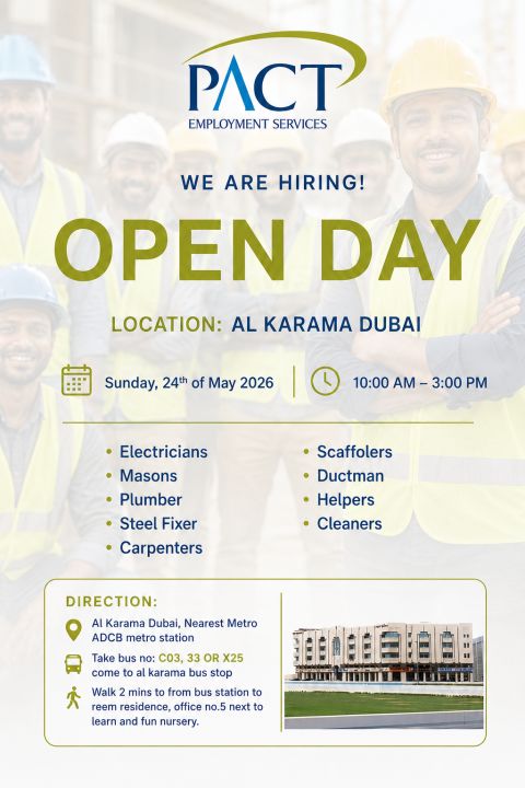 Pact Employment Services Open Day Recruitment Poster