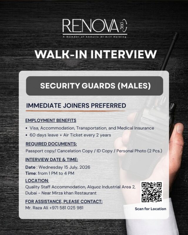 Renova 360 Contracting Walk in Interview Poster